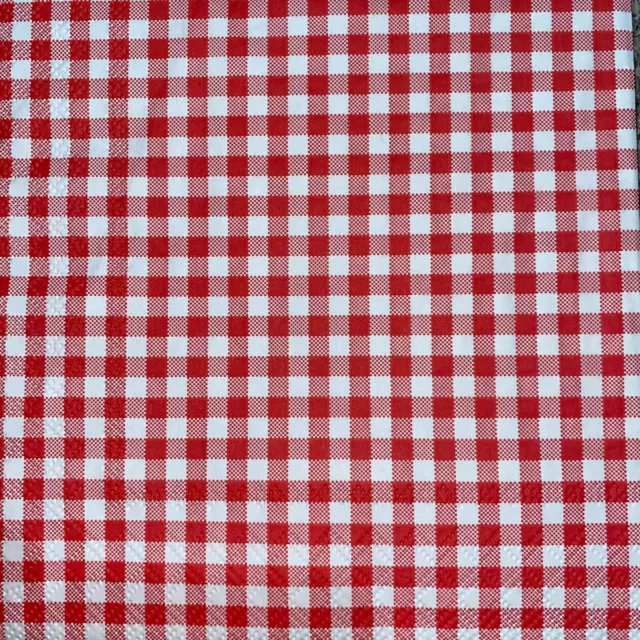 4 x Single Paper Napkins/Decoupage/Craft/Dining/Red & White Gingham Design B277