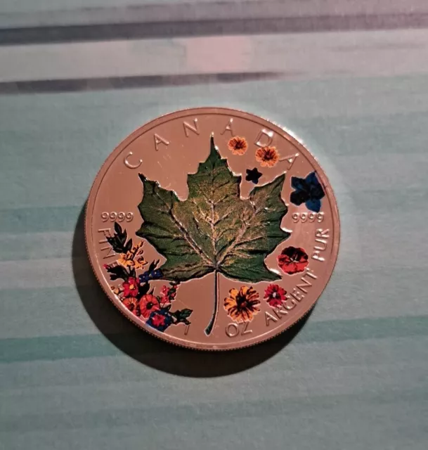 Canada, 2001, 5 Dollars, Maple Leaf "Sommer", Silber