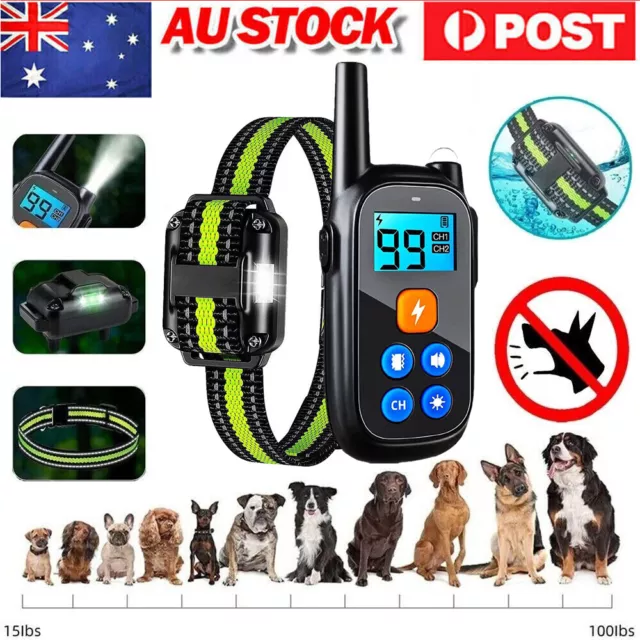 Anti-Bark Electric Shock Pet Dog Training E-Collar Obedience Remote Control AU