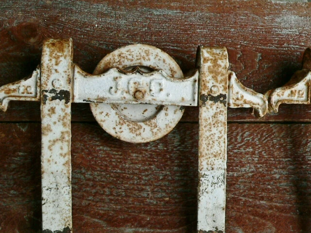 Pair Extremely RARE Cockshutt J.G.C. Horseshoe Barn Door Hangers Rollers Hardwar 3