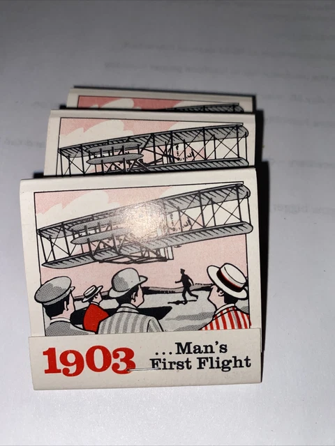 Vintage famous dates in history 1903 man s first flight matchbook 