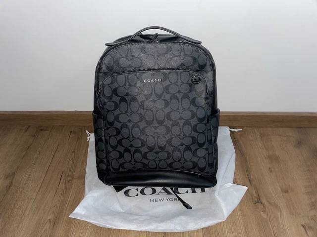 COACH Leder Rucksack Backpack In Signature Jacquard Schwarz
