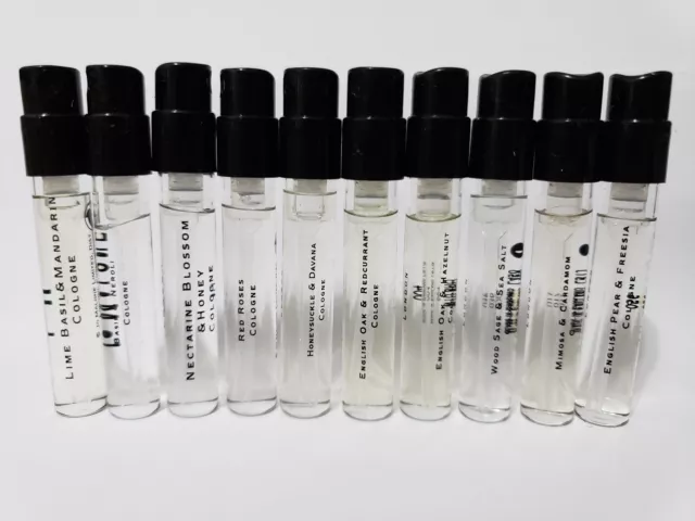 10 DIFFERENT JO MALONE SCENT Sample Spray Vial .05 oz 1.5 ml NEW