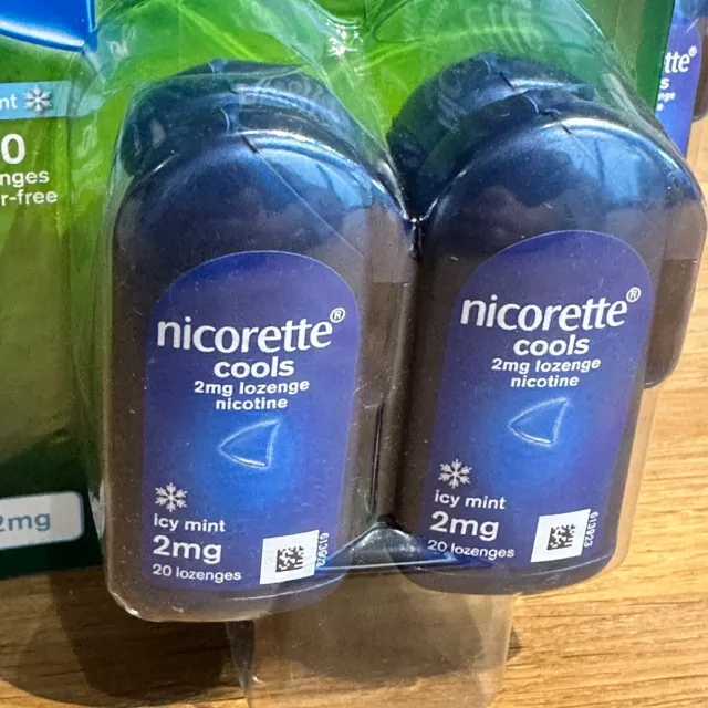 Nicorette Cools Icy Mint Lozenges x 80 Nicotine Sugar Free Stop Smoking Aid 2mg 3