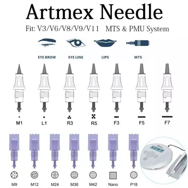 5-100Pcs Artmex V8 V6 V3 V11 Tips Cartridges MTS PMU Permanent Makeup Tattoo Tip