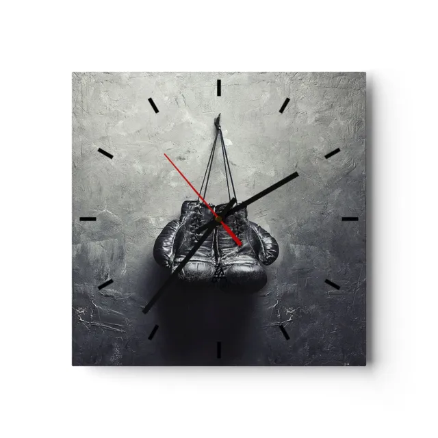 Reloj de Pared 30x30cm Reloj de Vidrio Caja Guantes Símbolo Silencioso