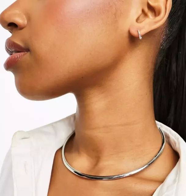 ASOS DESIGN Torque Choker Necklace In Silver Tone