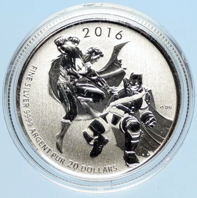 2016 CANADA UK Elizabeth II SUPERMAN BATMAN COMIC Proof Silver $20 Coin i97393 2