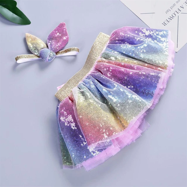 per bambini Paillettes Bambine Gonna tutu colorata arcobaleno Tutu di tulle