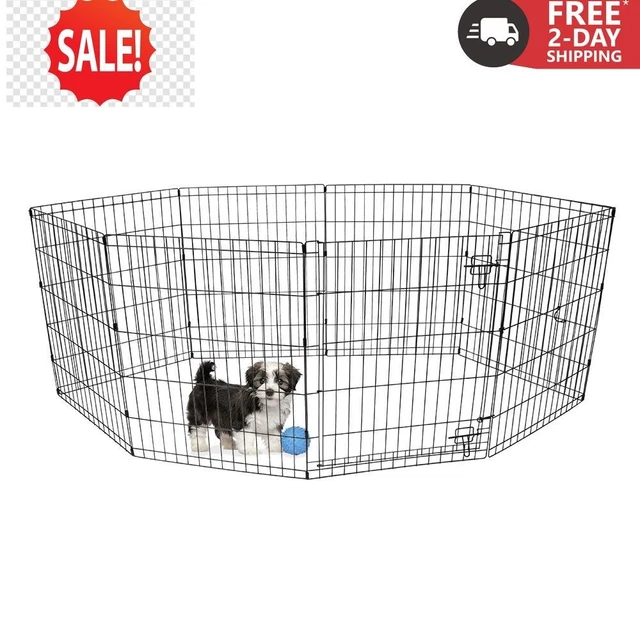 Indoor Outdoor Pet Exercise Play Pen 24"H Black Dog Play Yard Playpen Fence NEW