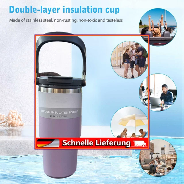 Taza de café termo de viaje de gran capacidad, tazas de coche dobles (li