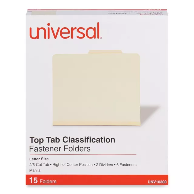Universal 10300 6 Sec Classification Folders - Letter, Manila (15/Box) New