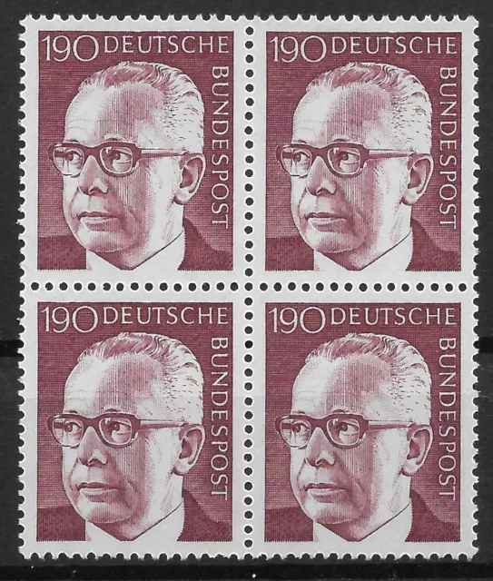 Bund 1973 ** Mi 732 Heinemann 190Pf Freimarken Viererblock VB 4er Block 03743C