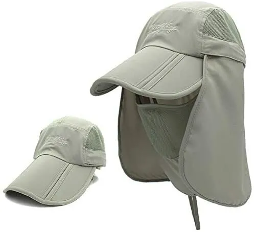 Fishing Sun Hat with Face Cover Neck Solar Protection Detachable UPF50+ Cap