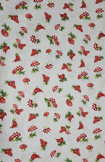 BTY X 45"W Fabric Gray Mushroom Cardinal Toss By Wilmington Quilting Sewing