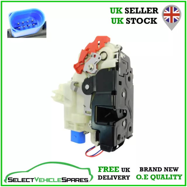 New Skoda Fabia Mk2 Drivers Side Right Front Door Lock Catch 2007-2010 (8-Pin)