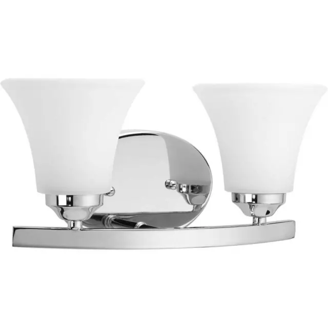 Progress Lighting Vanity Light Etched 2-Light Etched Glass Polished Chrome