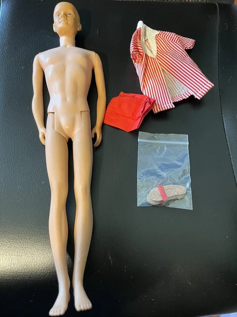 READ Desc. Vintage Ken Doll Straight Leg  Red Jacket Shirt Shorts Sandals