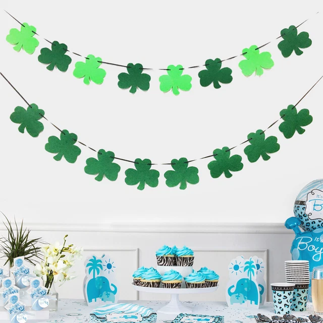 2 STÜCKE Shamrock Fühlte Banner St. Patrick Tag Hängen Flagge Bunting Party