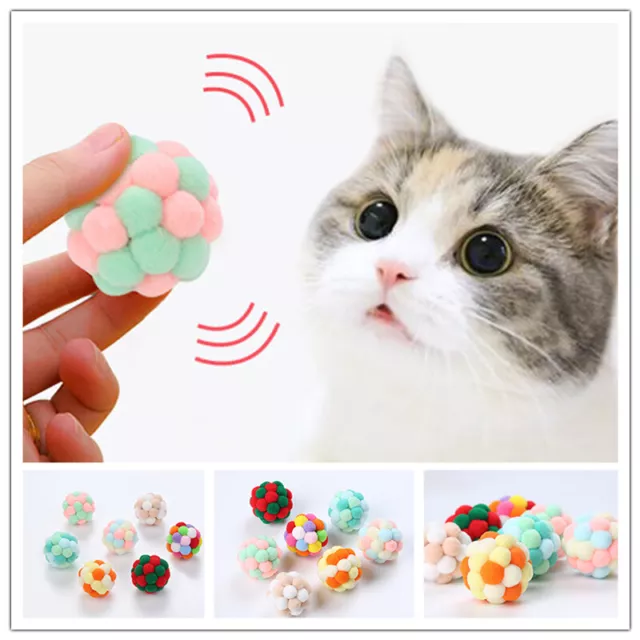 Funny Soft Pet Kitten Cat Toy Plush Ball Dog Toys Balls Interactive Assorted