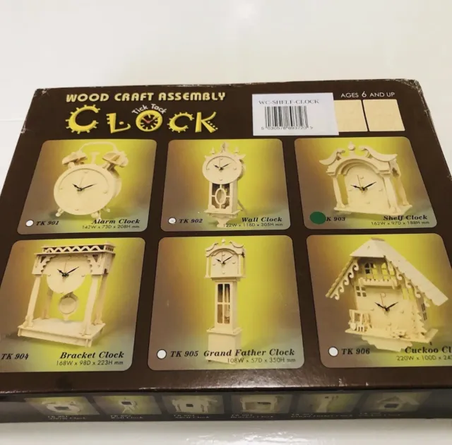 Wood Craft Assembly Wooden Construction Clock Kit Shelf Clock Ages 6 Plus BNIB 2