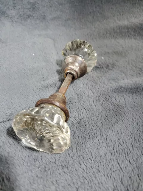 Vintage 12 Point Crystal Glass Door Knob Set