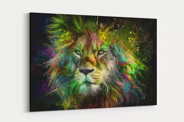 Leinwand Bild Löwe Wandbild Popart Kunstdruck Natur Abstrakt Lion Canvas Deko