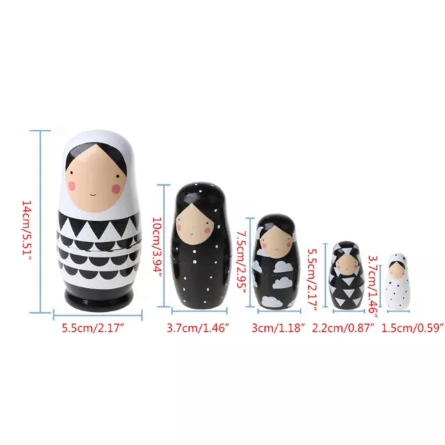 5Pcs/Set Cute Animal Nesting Stacking Wooden Dolls Wooden Russian Nesting Dolls 2