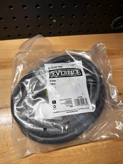 2-Everbilt 30 amp, 4 Wire, 6 Ft Dryer Cord. 61255HD
