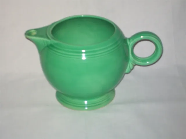 Vintage Green Fiestaware Pitcher / Jug with Unusual Ring Shaped Handle