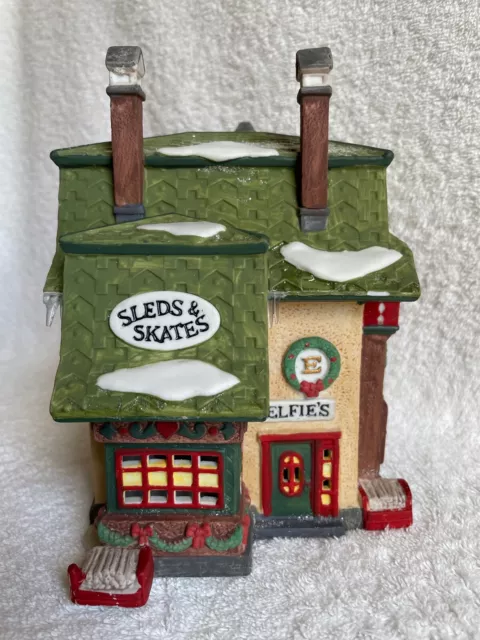 DEPT 56 - North Pole - ELFIE'S SLEDS & SKATES - Excellent - No Box or Light Cord