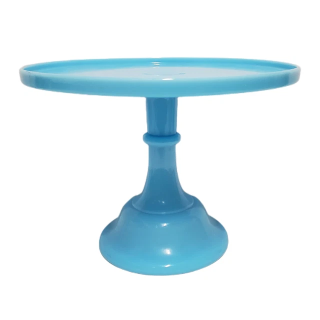 MOSSER Cake Stand Plate Blue Glass  12"W x 9"H