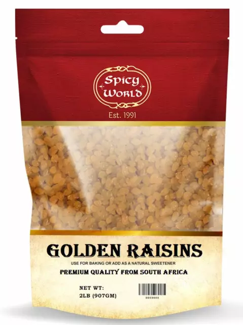 SPICY WORLD GOLDEN Raisins 2 LB Bulk Bag - Sweet & Seedless Sultanas ...
