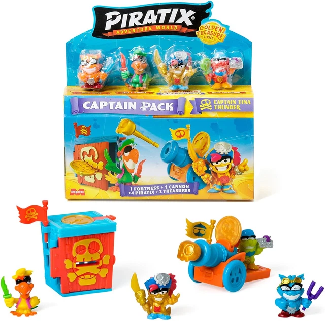 Série PIRATIX Trésor D'Or - Pack Capitaine Hat Trick | 4 Figurines + Accessoires + Forteresse
