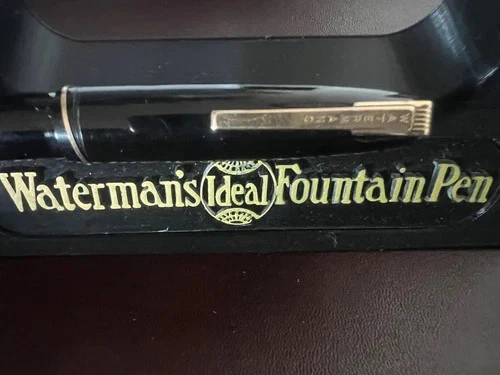 Stylo Plume Waterman 55 Rare - Ebonite Noire, Levier, Plume Or 18 Carats - Occasion Vintage