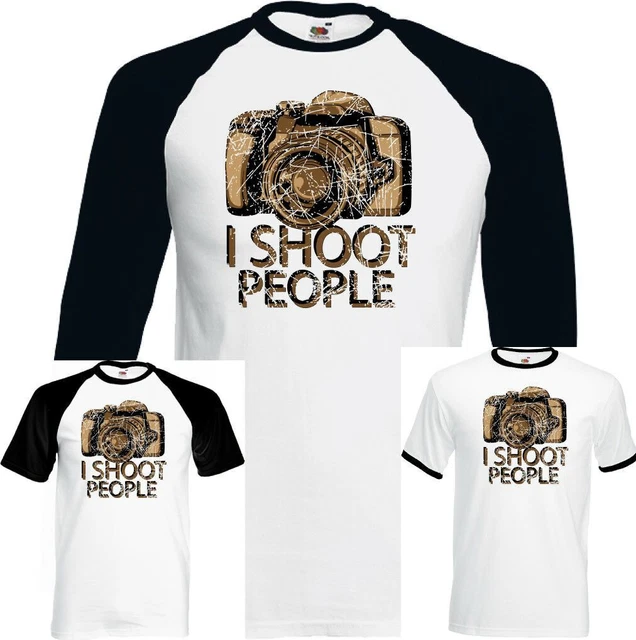 T-shirt fotografia fotografo I Shoot People uomo fotocamera divertente obiettivo DSLR