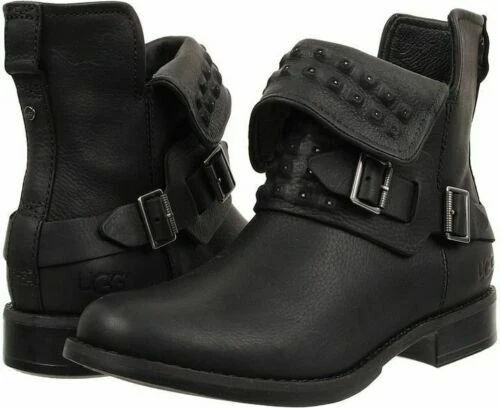 UGG AUSTRALIA CYBELE Black Leather Biker Boots Uk 5.5 Eur 38 Usa 7 Rrp 195 EUR 108 04 PicClick FR