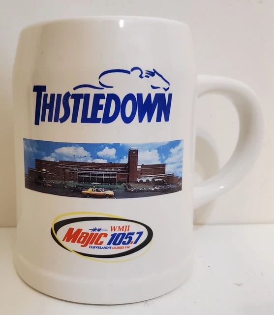 VINTAGE 1980 THISTLEDOWN Historic Racetrack Mug WMJI Magic 105.7 Radio