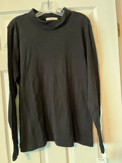 XL Women's Long Sleeve Turtle Neck Pullover - Skyr - Black