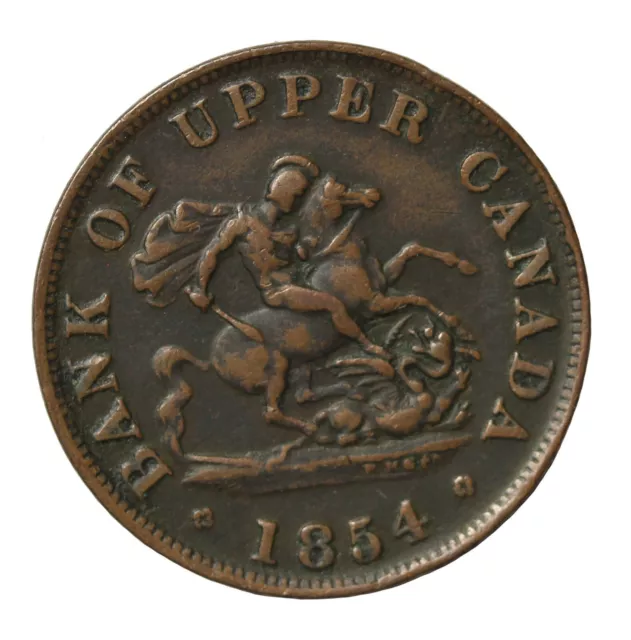 1854 Canada Bank Halfpenny Token Saint George And The Dragon Breton-720 PC-5c1