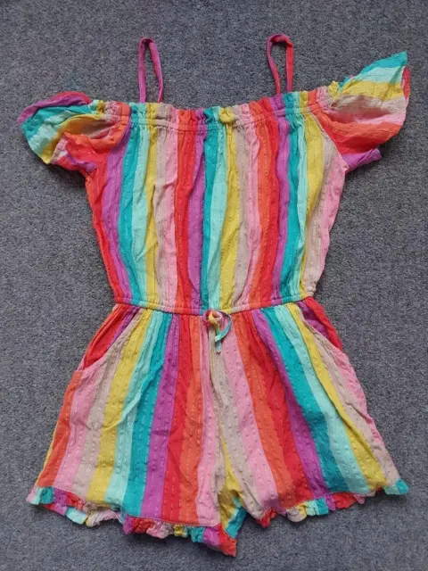Girls Bright, Striped, Glitter Thread Summer Sunsuit/Playsuit Outfit, 8 Years