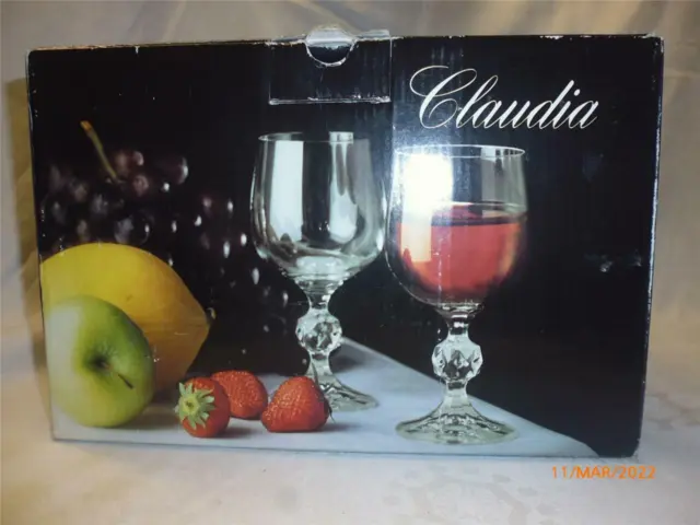 Claudia Red Wine Bohemia Crystal Glasses X 6 New Boxed Czech Republic