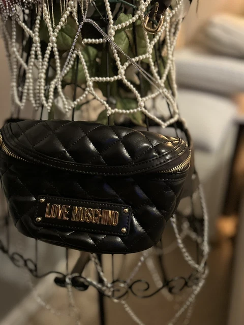 Love Moschino Red Quilted Man Made Leather Fanny Pack Waist Belt Bag