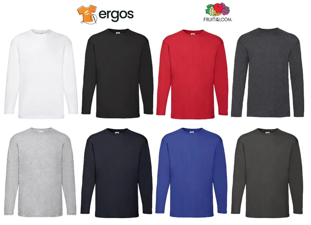 FRUIT OF THE LOOM T-Shirt Maglia Maglietta Uomo Manica Lunga Valueweight cotone