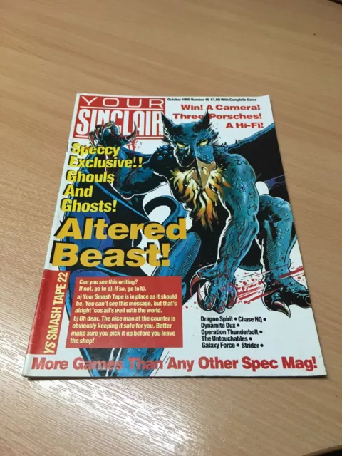 Vintage YOUR SINCLAIR Magazine - Issue 48 - October 1989 - Altered Beast Cover