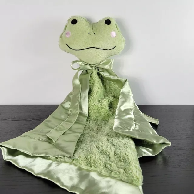 Swankie Blankie Large Frog Head Plush Lovey Satin Trim Security Blanket 2