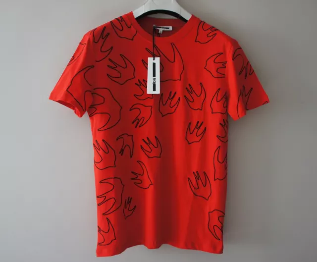 MCQ by Alexander McQueen Men's Embroidered Big Swallows Red T-shirt (BNWT) 2