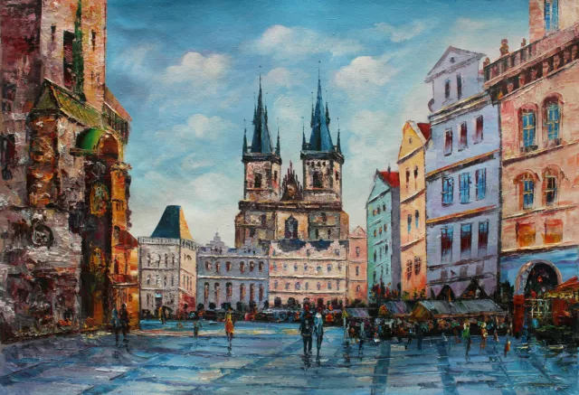 Original Modern Home Decor Handmade knife Prague Oil Painting Wall Art Abstract