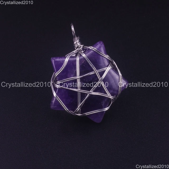 Natural Gemstones Star Handmade WireWrap Pentacle Healing Reiki Pendant Beads