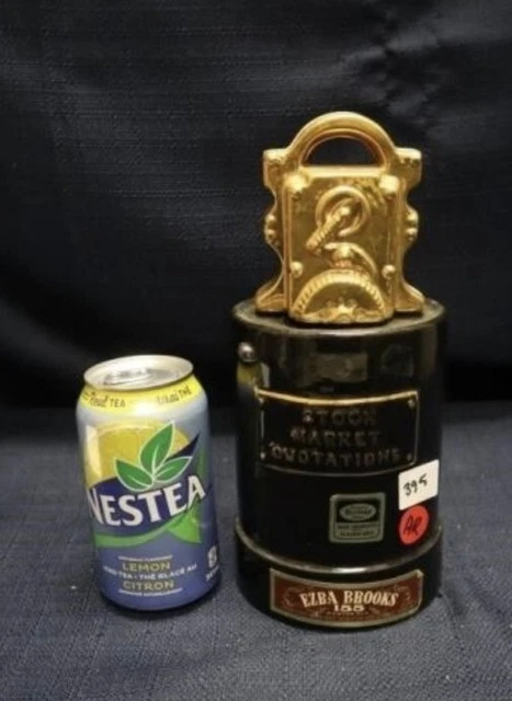 ezra brooks ticker tape whiskey decanter vintage 24 k gold empty